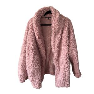 Romeo + Juliet Couture Shaggy Faux-Wool Coat, Pink